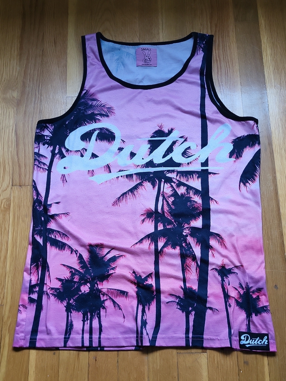 Dutch Bros Pink Palm-Print Tank Top